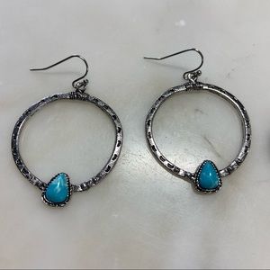 🐚Turquoise silver hoop earrings